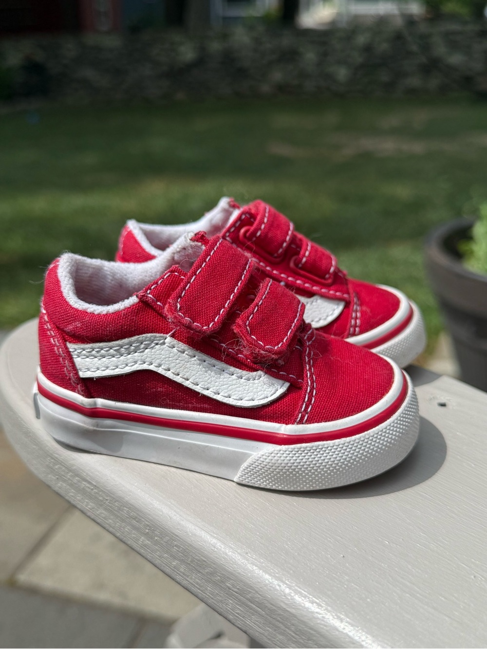 VANS Red and White Striped Size 2C